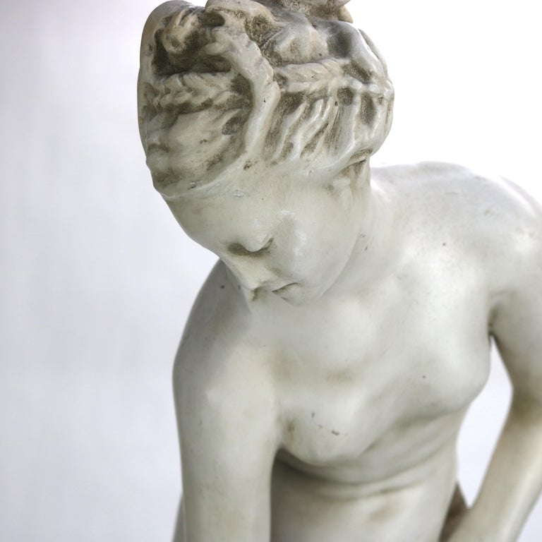 Antique Neoclassical 34” Plaster Sculpture of a Nude Woman C1920