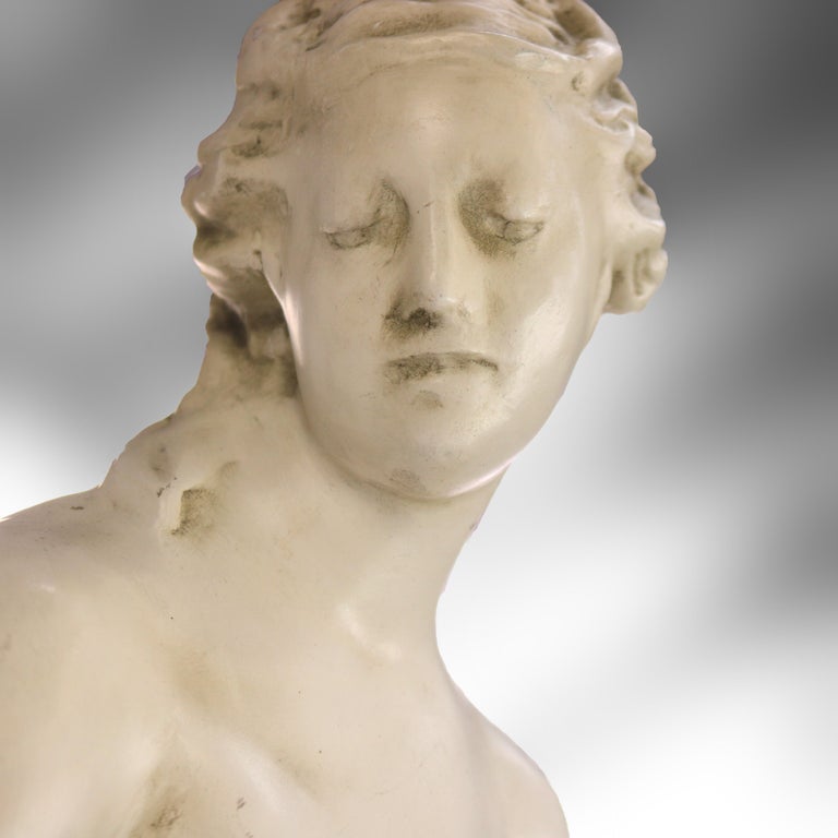 Antique Neoclassical 34” Plaster Sculpture of a Nude Woman C1920