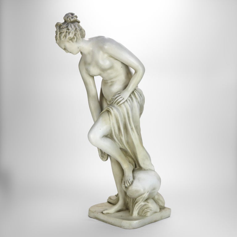 Antique Neoclassical 34” Plaster Sculpture of a Nude Woman C1920