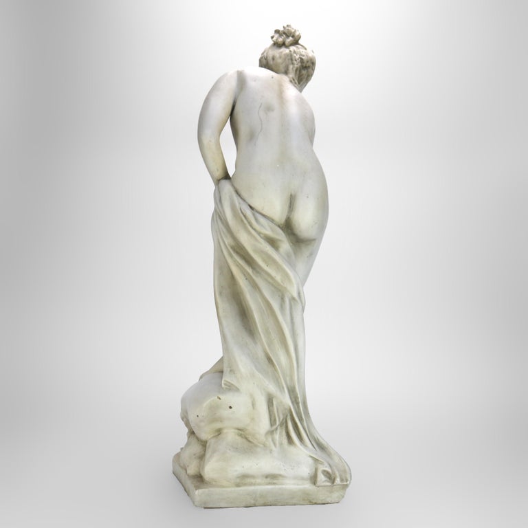 Antique Neoclassical 34” Plaster Sculpture of a Nude Woman C1920