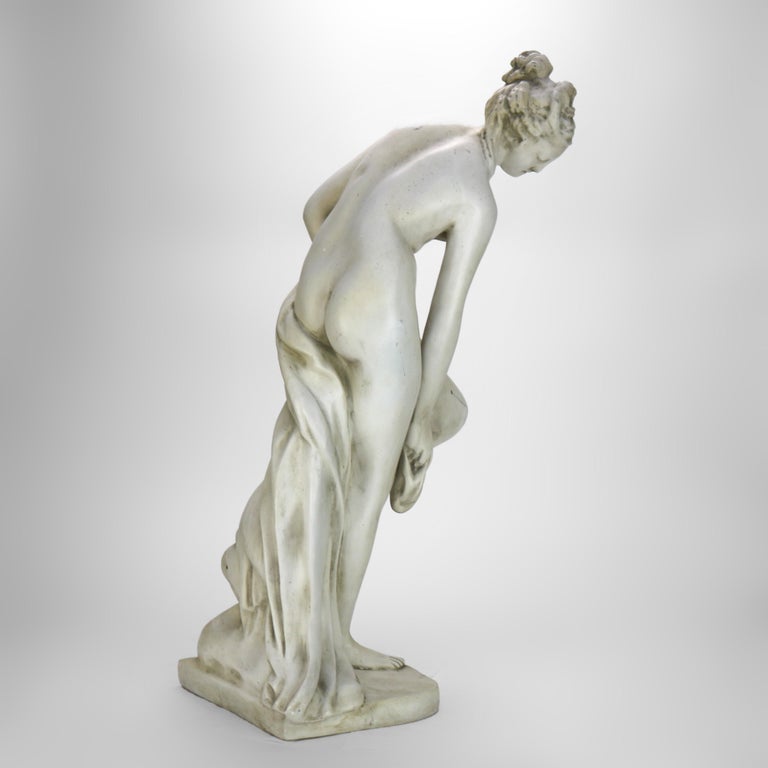 Antique Neoclassical 34” Plaster Sculpture of a Nude Woman C1920