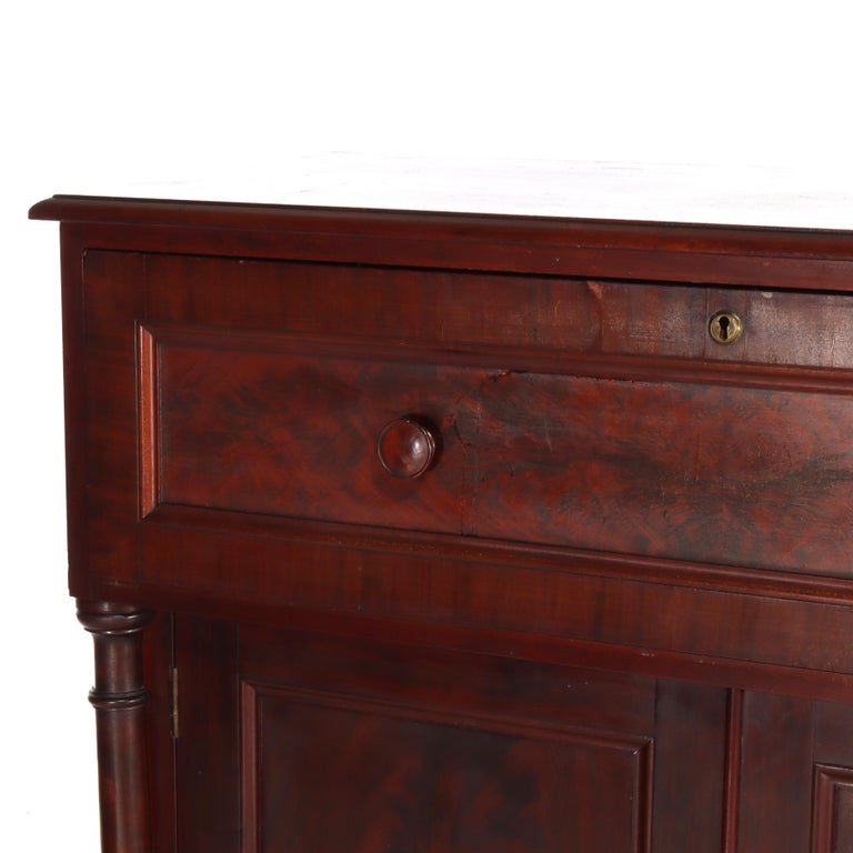 Antique American Empire Classical Flame Mahogany Butler’s Desk c1840