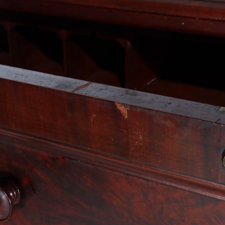 Antique American Empire Classical Flame Mahogany Butler’s Desk c1840