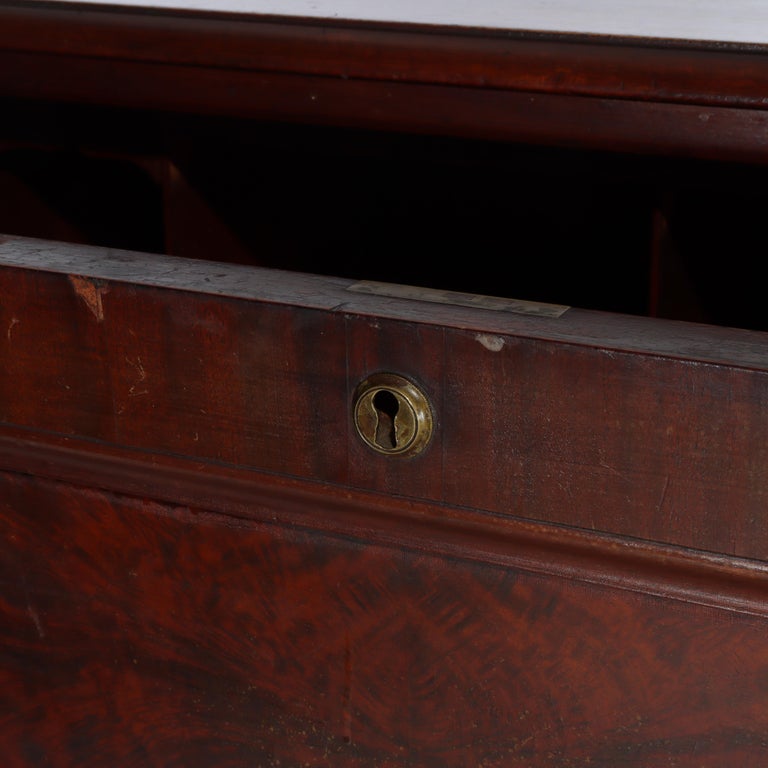 Antique American Empire Classical Flame Mahogany Butler’s Desk c1840
