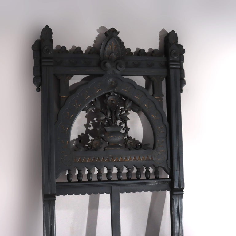 Oversized Antique Aesthetic Ebonized & Gilt Accented Easel with Flowers c1890