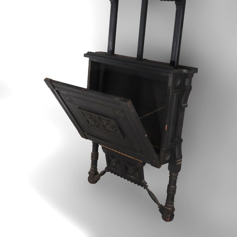 Oversized Antique Aesthetic Ebonized & Gilt Accented Easel with Flowers c1890