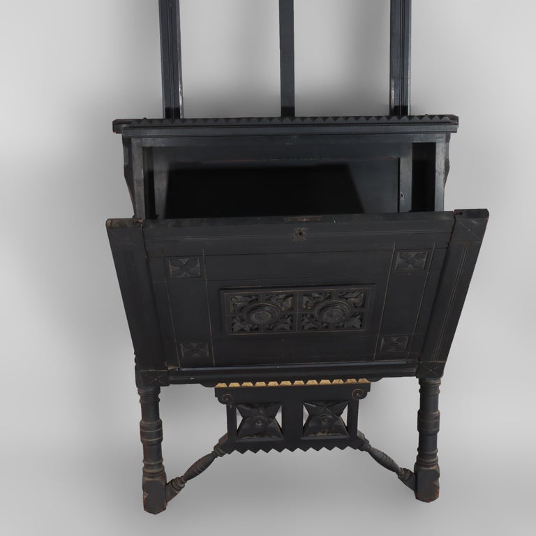 Oversized Antique Aesthetic Ebonized & Gilt Accented Easel with Flowers c1890