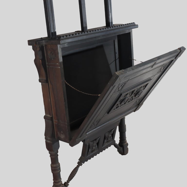 Oversized Antique Aesthetic Ebonized & Gilt Accented Easel with Flowers c1890