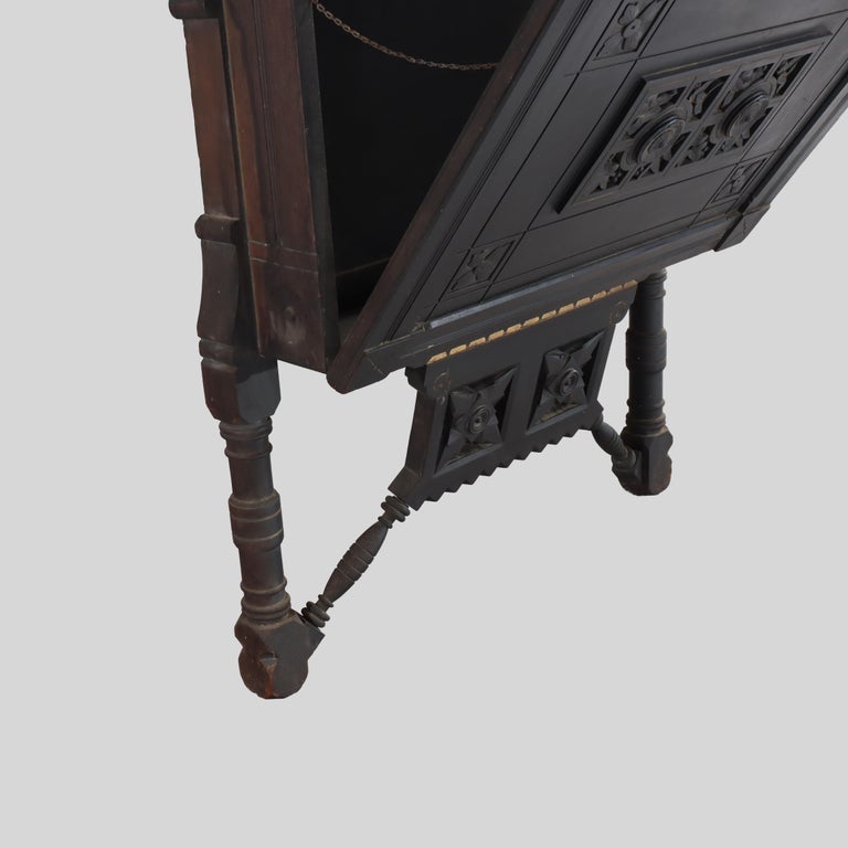 Oversized Antique Aesthetic Ebonized & Gilt Accented Easel with Flowers c1890