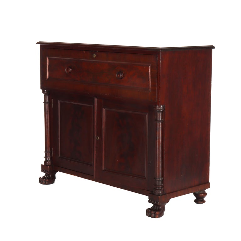 Antique American Empire Classical Flame Mahogany Butler’s Desk c1840