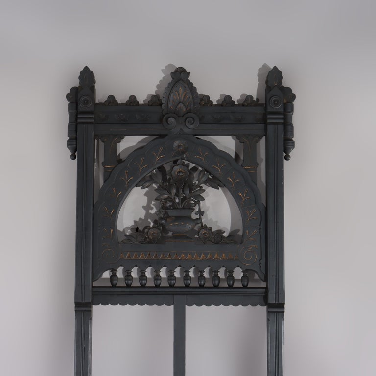 Oversized Antique Aesthetic Ebonized & Gilt Accented Easel with Flowers c1890