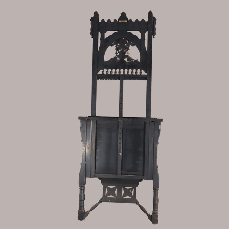 Oversized Antique Aesthetic Ebonized & Gilt Accented Easel with Flowers c1890