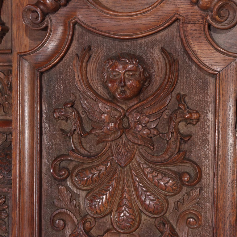 Monumental Westminster English Baroque Heavily Figural Carved Tall Case Clock