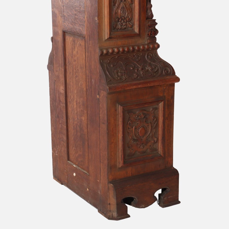 Monumental Westminster English Baroque Heavily Figural Carved Tall Case Clock
