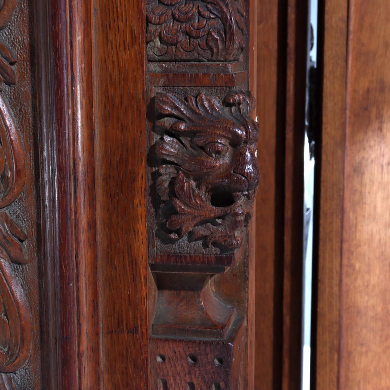 Monumental Westminster English Baroque Heavily Figural Carved Tall Case Clock