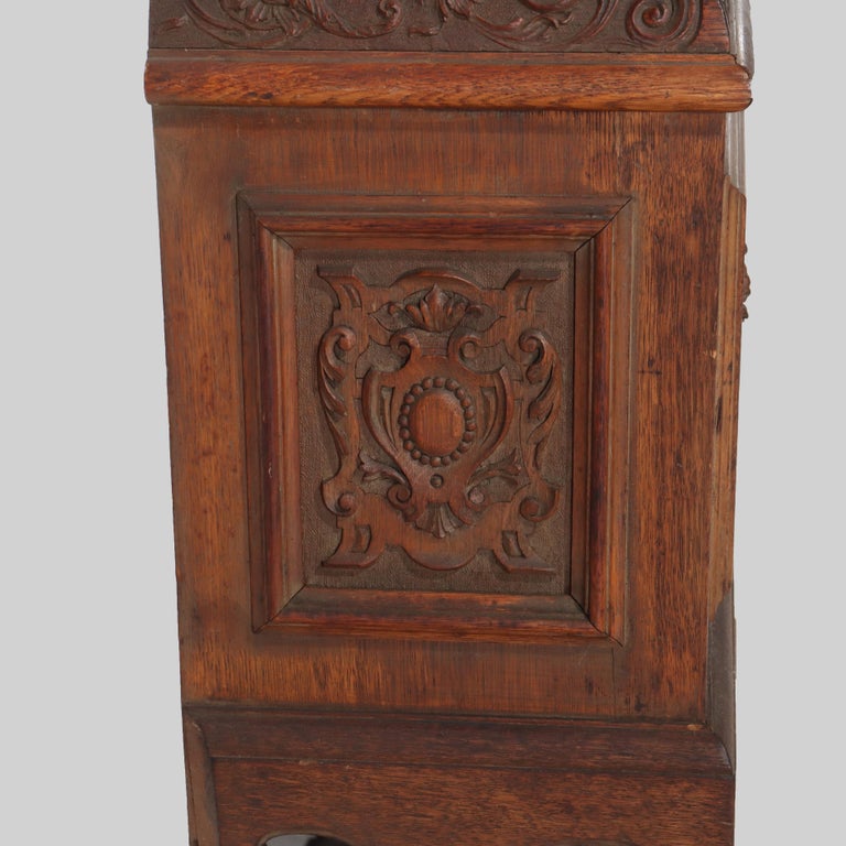 Monumental Westminster English Baroque Heavily Figural Carved Tall Case Clock