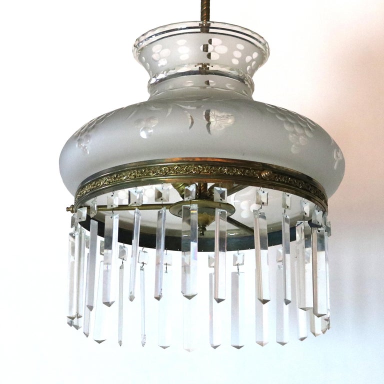 Antique Argand Sinumbra Solar Hanging Light with Cut Back Tam O’ Shanter Shade