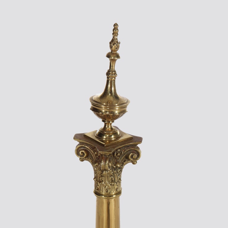 Oversized Pair Of Antique French Empire Brass Fireplace Chenets 19thC