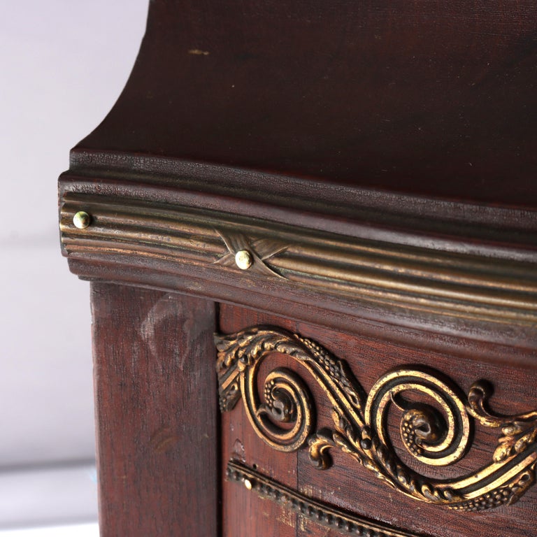 Antique French Mahogany & Ormolu Vitrine With Vernis Martin Panels c1890
