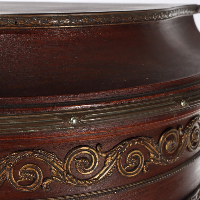 Antique French Mahogany & Ormolu Vitrine With Vernis Martin Panels c1890