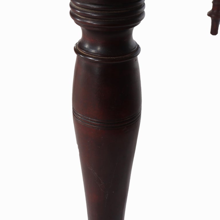 Antique Sheraton Flame Mahogany & Birdseye Maple Pencil Post Bed Frame c1830