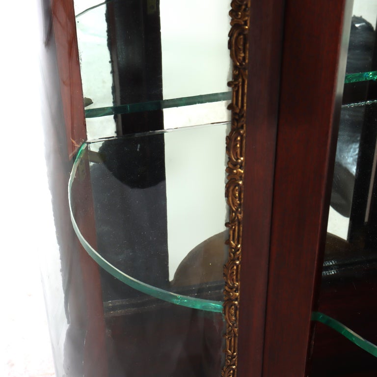 Antique French Mahogany & Ormolu Vitrine With Vernis Martin Panels c1890