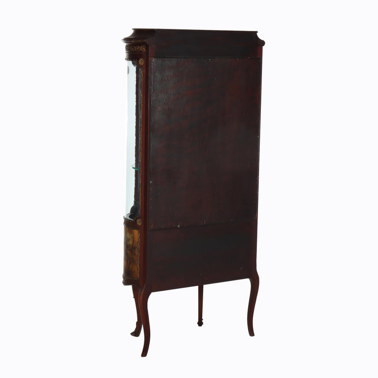 Antique French Mahogany & Ormolu Vitrine With Vernis Martin Panels c1890