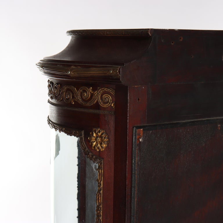 Antique French Mahogany & Ormolu Vitrine With Vernis Martin Panels c1890