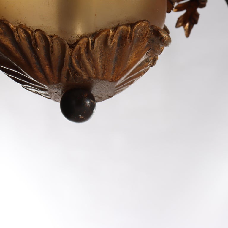 Vintage French Louis XIV Style Figural Cherub Gilt & Ebonized Chandelier c1940