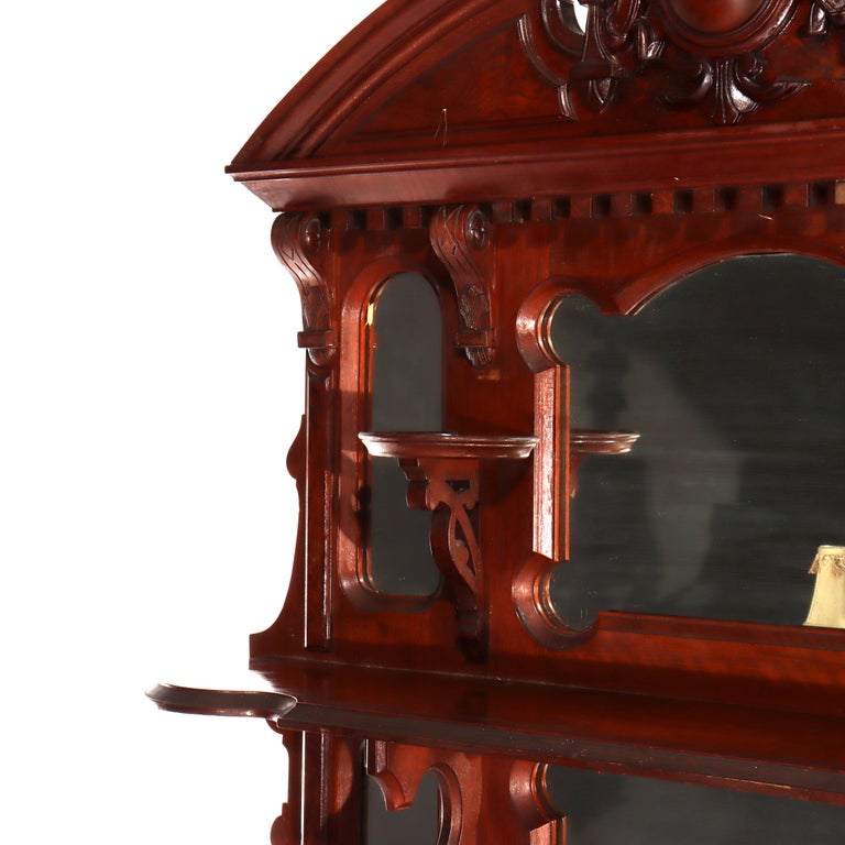 Large Antique Renaissance Revival Walnut, Burl & Marble Mirrored Sideboard c1890
