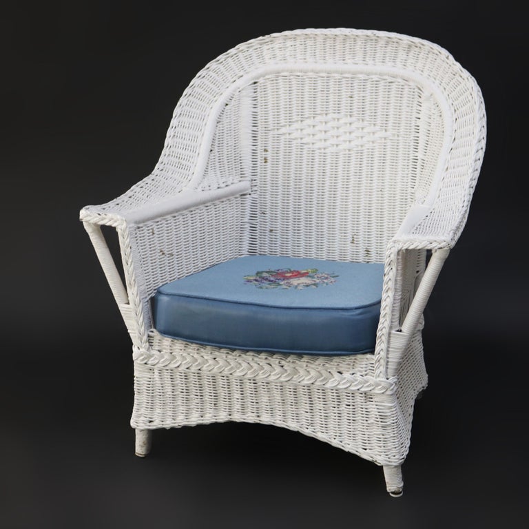 Three Heywood-Wakefield Bar Harbor Style Wicker Chairs C1920
