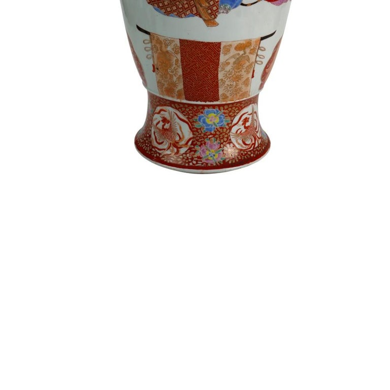 Antique Japanese Hand Painted Porcelain Floor Vase 19thC