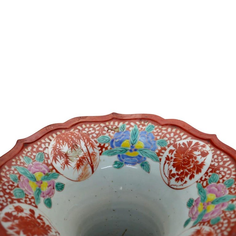 Antique Japanese Hand Painted Porcelain Floor Vase 19thC