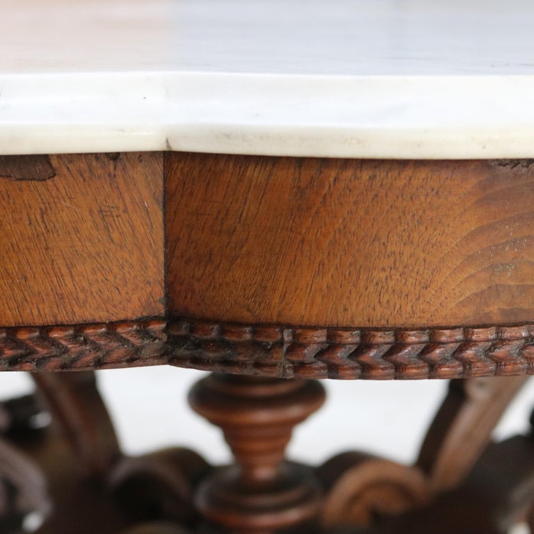 Antique Berkey and Gay School Victorian Carved Mahogany & Rosewood Table C1880