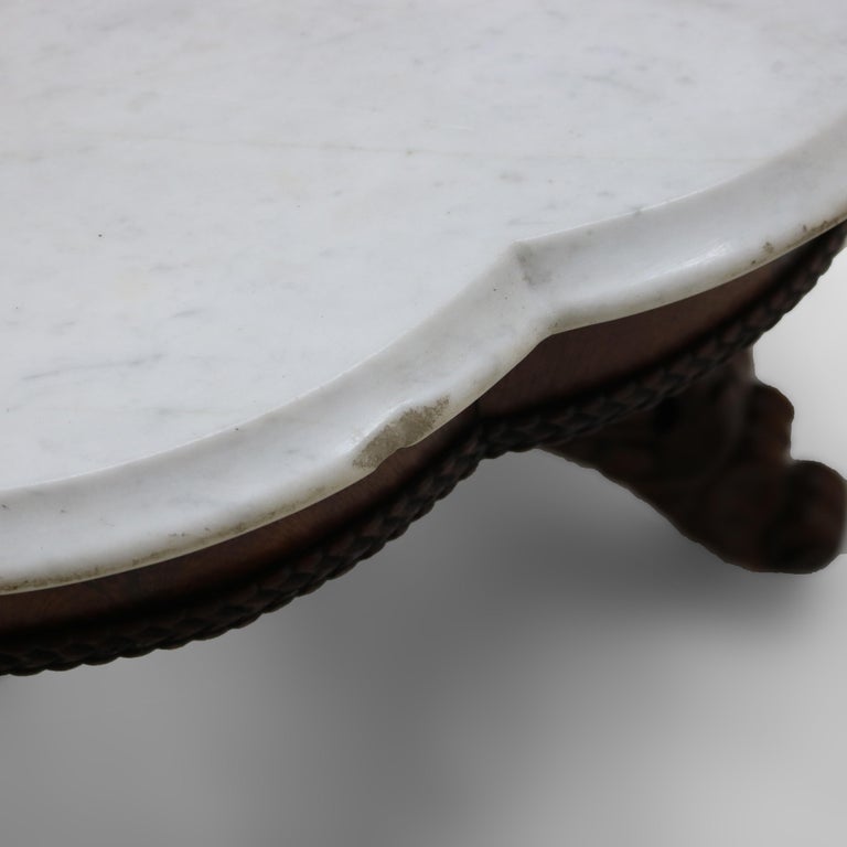 Antique Berkey and Gay School Victorian Carved Mahogany & Rosewood Table C1880