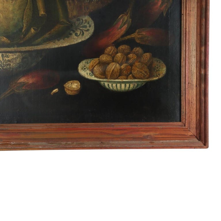 Antique Dutch Oil On Canvas Still Life Painting Unsigned 18th C