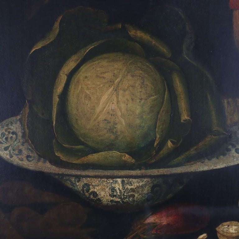 Antique Dutch Oil On Canvas Still Life Painting Unsigned 18th C