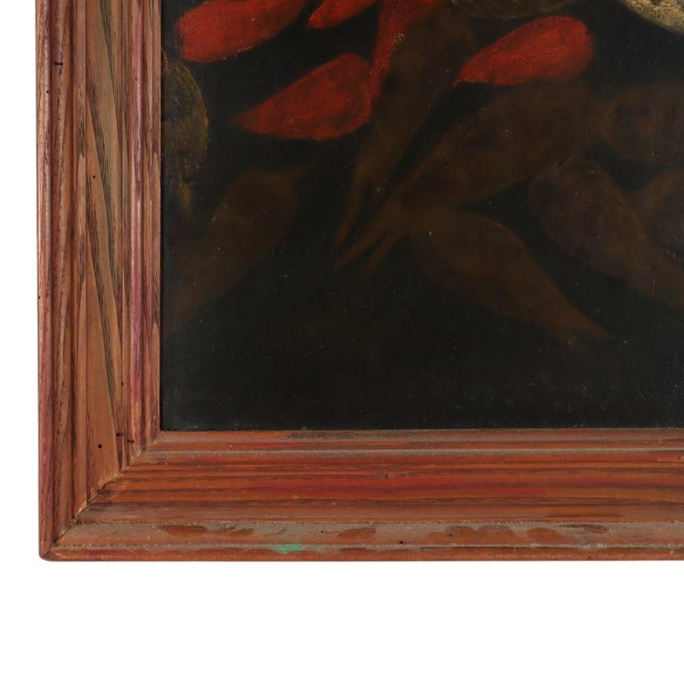 Antique Dutch Oil On Canvas Still Life Painting Unsigned 18th C