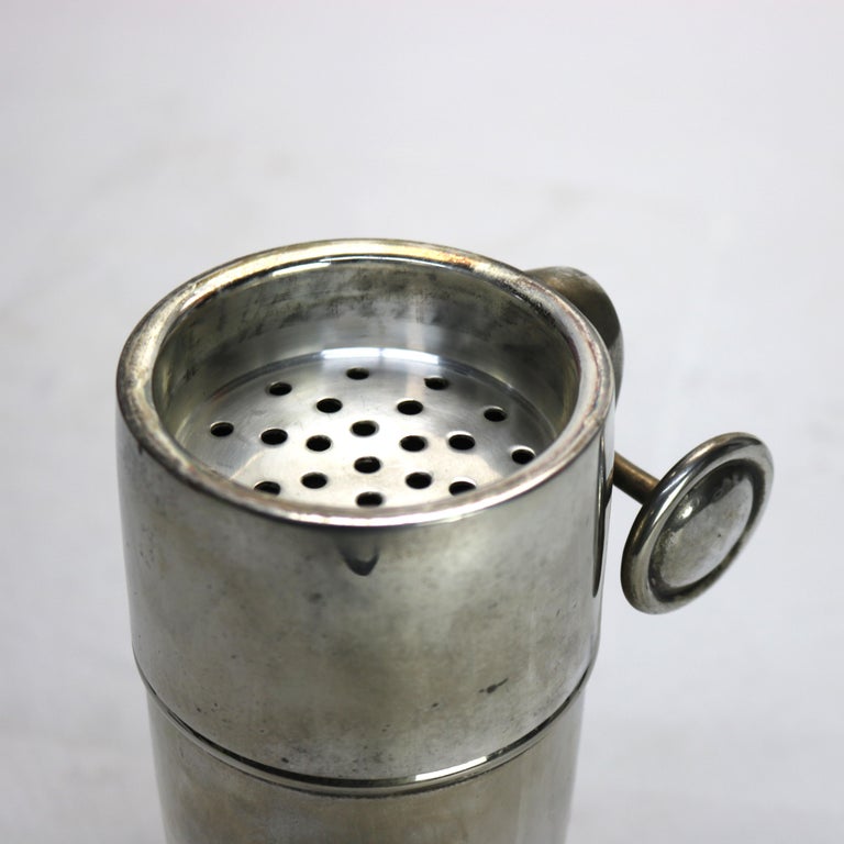 Vintage Mid Century Modern Silver Plated Chrome Zeppelin Cocktail Shaker c1940