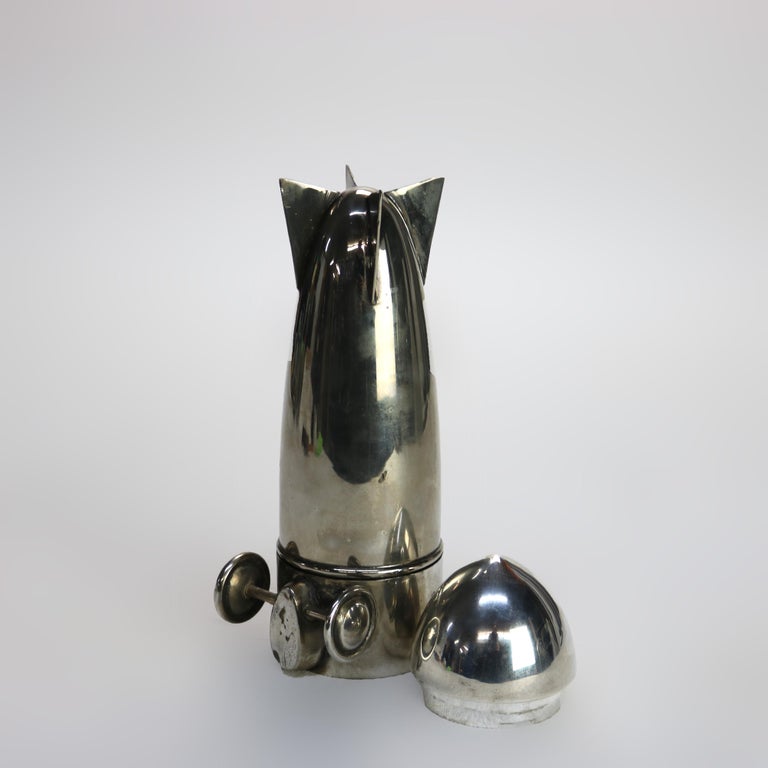 Vintage Mid Century Modern Silver Plated Chrome Zeppelin Cocktail Shaker c1940