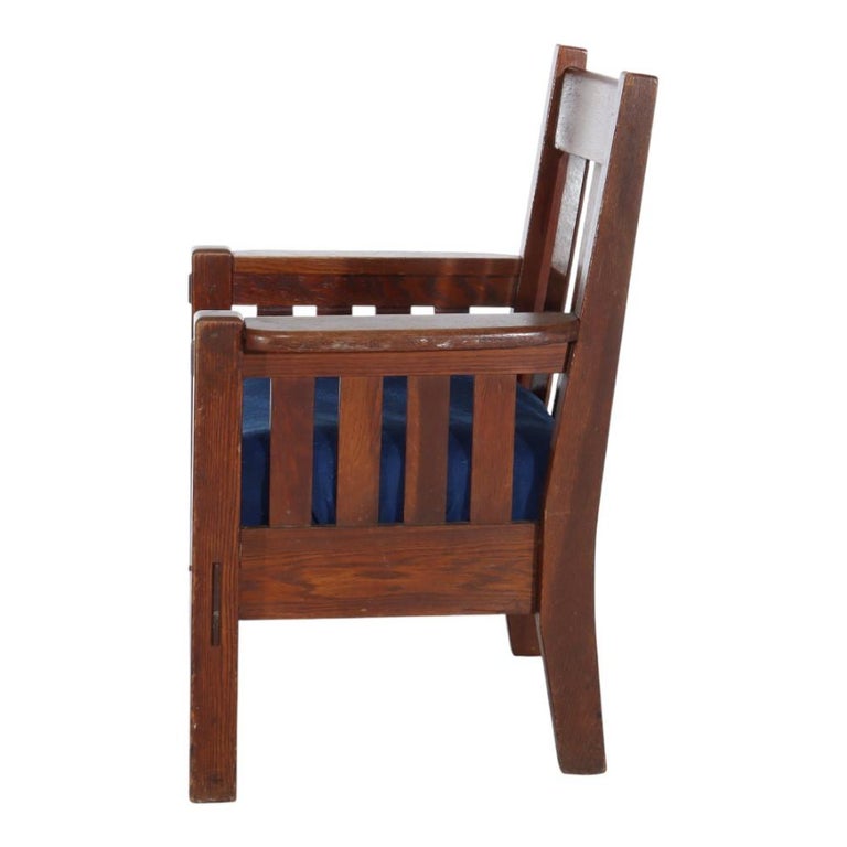 Antique J. M. Young or Stickley School Mission Oak Armchair c1920