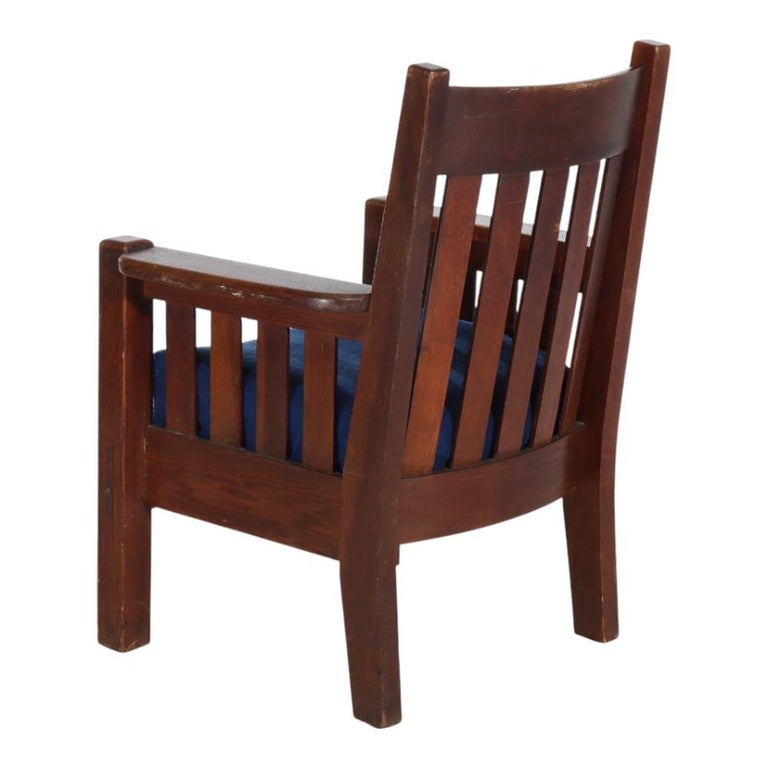 Antique J. M. Young or Stickley School Mission Oak Armchair c1920