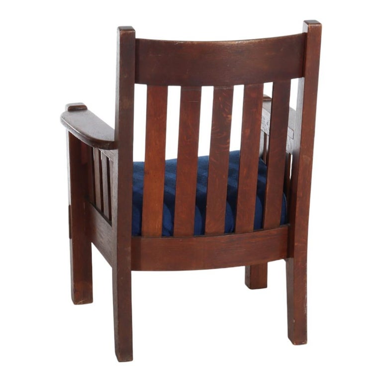 Antique J. M. Young or Stickley School Mission Oak Armchair c1920