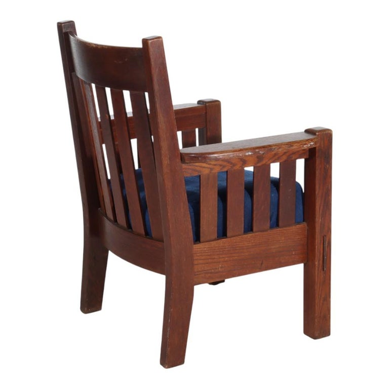 Antique J. M. Young or Stickley School Mission Oak Armchair c1920