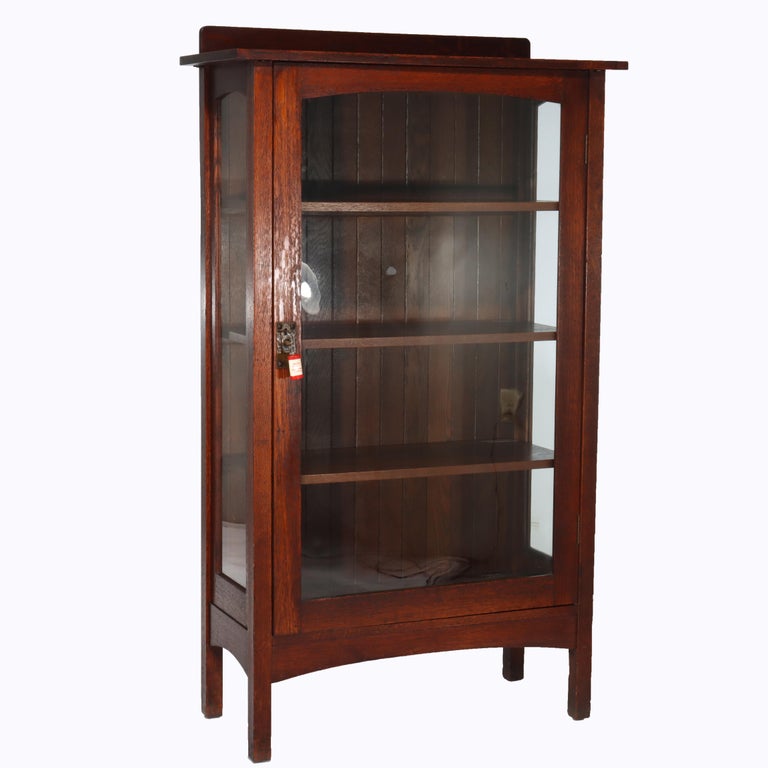 Antique Stickley Harvey Ellis School Arts & Craft Oak Single-Door China Cabinet
