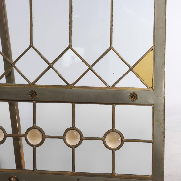 Pair Antique Frank Lloyd Wright School Arts & Crafts Leaded Glass Windows c1920