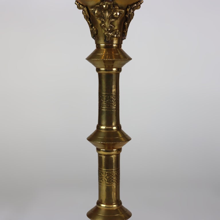 Pair Of Antique Moorish Gilt Bronze Candlesticks Unsigned C1900