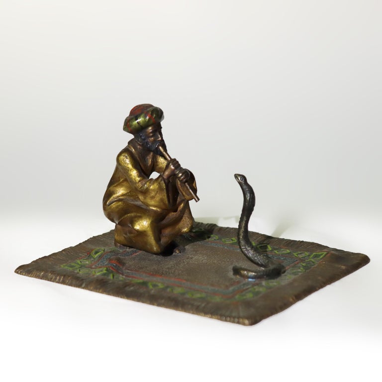 Franz Bergman Cold Painted Bronze Figure Of Snake Charmer Unsigned C1910