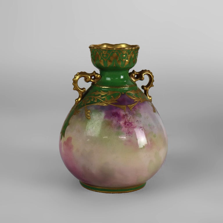 Antique German Royal Bonn Floral Porcelain Vase Signed & Numbered C1920