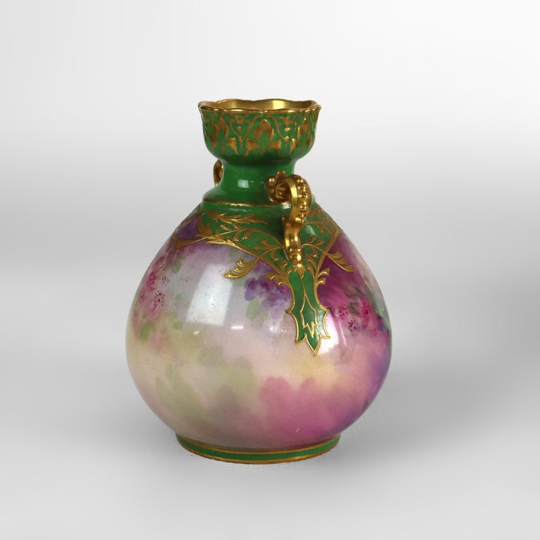 Antique German Royal Bonn Floral Porcelain Vase Signed & Numbered C1920